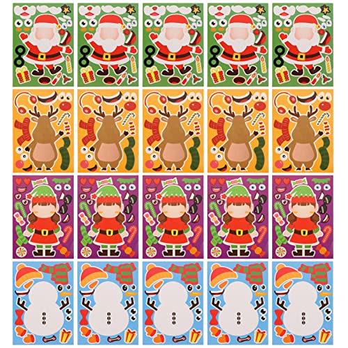 BESPORTBLE 32 Blatt Weihnachts Puzzle Aufkleber für Lustige Cartoon Weihnachtsaufkleber für Festdekoration und Bastelprojekte Designs mit Je Aufklebern Weihnachtsstimmung zu von BESPORTBLE
