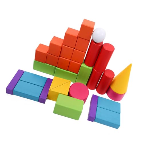 BESPORTBLE 32 Stück Teiliges Holz Lernspielzeug Glatte Formen aus Massivem Holz Montessori Bildungsmodell Form und Größenverständnis für Schulspielzeug von BESPORTBLE