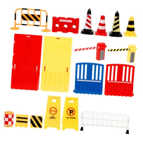 BESPORTBLE 32 Stück Teiliges Miniatur Verkehrsschilder Realistische Straßen und Baustellen Straßensperren Lehrreiches Verkehrserziehungsspielzeug für Leicht Kompakt für Rollenspiele und von BESPORTBLE