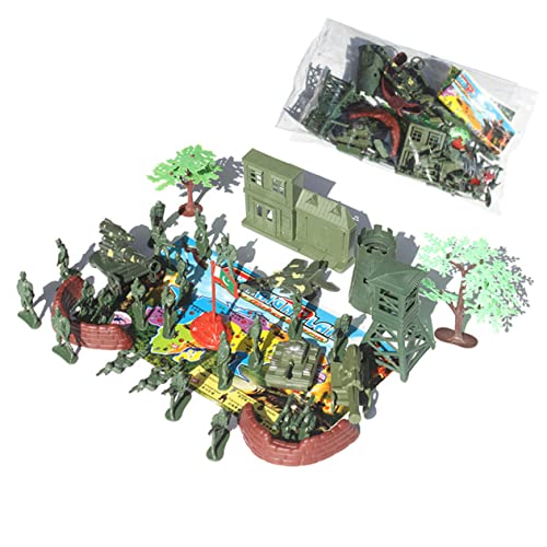 BESPORTBLE 37Stücke Teiliges Militärsoldat Spielset Simulation Militärszene Sandtisch Modell DIY Militärsoldaten Figuren Und Zubehör Für Kreative Spiele Mischmuster von BESPORTBLE