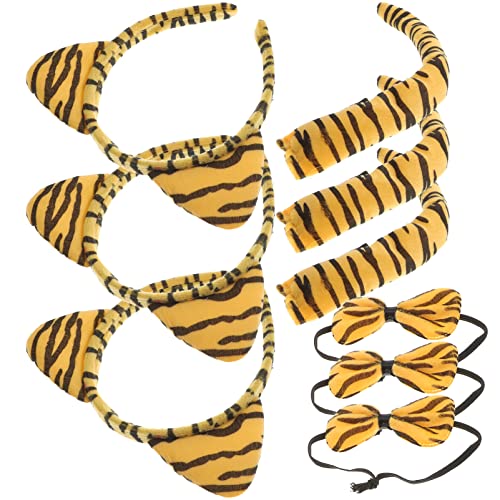 BESPORTBLE 3Er Sets Set Tiger Stirnband Set Stirnband Kostüme Tiger Ohr Stirnband Tiger Kostüm Zubehör Cartoon Tier Kopfschmuck Erwachsene Tiger Kostüm Tierohren Für Flanell Orange von BESPORTBLE