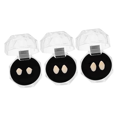 BESPORTBLE 3Paare Realistische Vampirzähne für Halloween Cosplay Requisiten Medizinisches Harz Sicher Durchsichtiger Box für Kostümpartys von BESPORTBLE