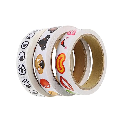 BESPORTBLE 3Rollen Aufkleber Mit Augen Nase Und Mund Cartoon Design Selbstklebende DIY Bastelmaterialien Für Kreative Gestaltung Teiliges von BESPORTBLE