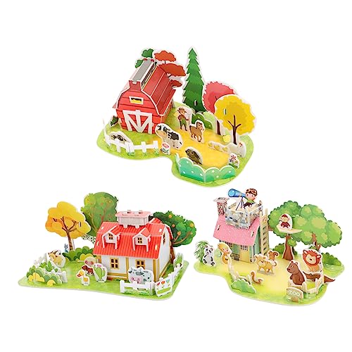 BESPORTBLE 3Sätze Cartoon Puzzle Für Pädagogisches Lernspielzeug Für Kreative Teiliges Mit Villa Und Zoo Für Eltern Junge Mädchen Aktivitäten von BESPORTBLE