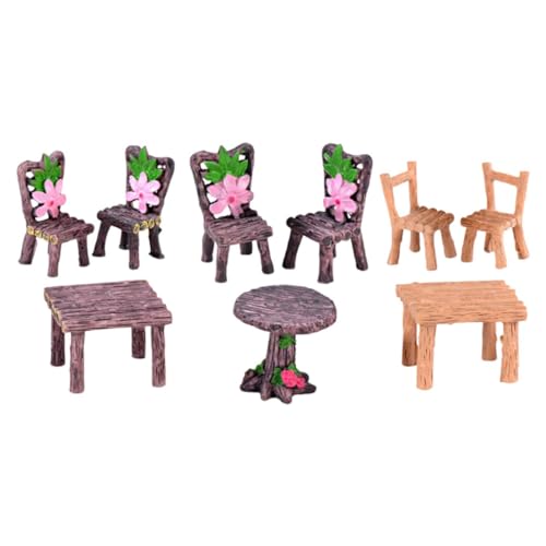 BESPORTBLE 3Sätze Möbel Für Mikro Landschaften Teiliges Mit Rustikalen Und Stuhl Designs Für Puppenhäuser Und Gartenornamente von BESPORTBLE