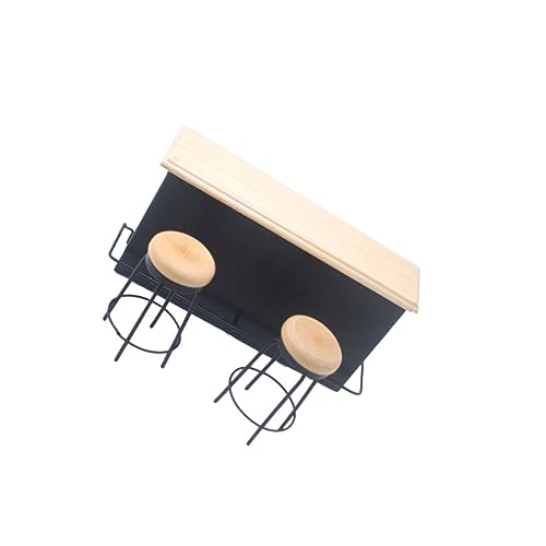 BESPORTBLE 3Stücke Bartheke Dekoration Holzschreibtisch Und Kleine Holzstühle Für Puppenhaus Und Bar Zubehör Für Kreative Spielsz Szenarien von BESPORTBLE