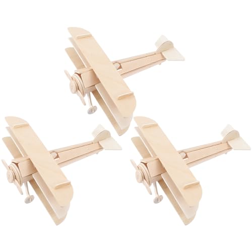 BESPORTBLE 3Stücke DIY Flugzeug Modell Kit Für Teiliges Holz Bastelset Zum Zusammenbauen Und Bemalen Kreatives Puzzle Fantasie Und Kreativität Für Jungen von BESPORTBLE