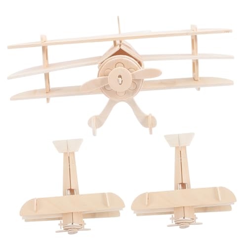 BESPORTBLE 3Stücke DIY Holzflugzeug Modellbausatz Teiliges Aus Holz Zum Bemalen Und Zusammenbauen Für Fördert Kreativität Und Handkoordination Für Jungen von BESPORTBLE