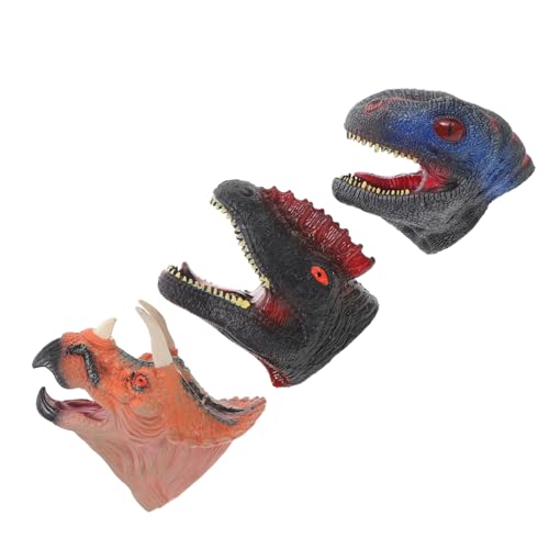 BESPORTBLE 3Stücke Dinosaurier Handpuppen Handpuppen Für Puppen Zum Geschichtenerzählen Trihornis Doppelkronen Und Velociraptor von BESPORTBLE