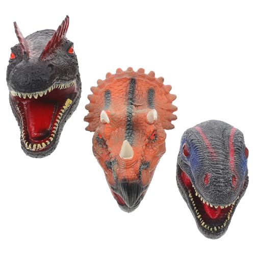 BESPORTBLE 3Stücke Gummidinosaurier Handpuppen Interaktive Rollenspiel Handpuppen Für Triceratops Dilophosaurus Velociraptor von BESPORTBLE