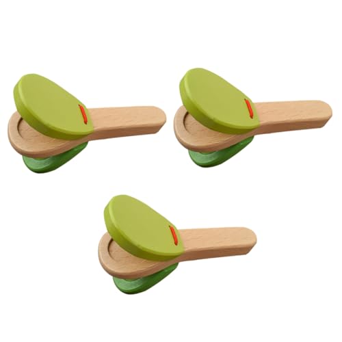 BESPORTBLE 3Stücke Holz Kastagnetten Lustige Handheld Soundboards Für Kinderspielzeug Zufällige Farben Fördert Die Musikalität Und Motorik von BESPORTBLE