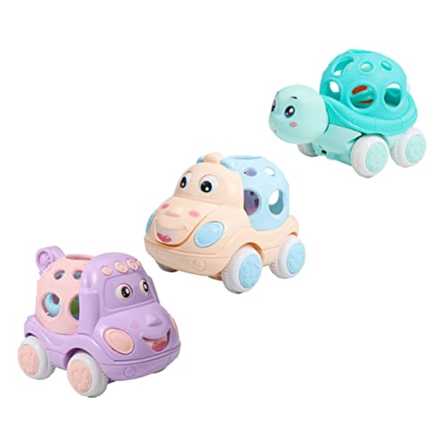 BESPORTBLE 3Stücke Kreatives Rasselauto Teiliges Pädagogisches Trägheitsauto aus Hochwertigem mit Bunten Cartoon Designs für Kleinkinder Ab Jahren von BESPORTBLE