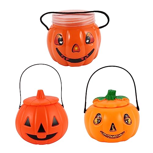 BESPORTBLE 3Stücke Leuchtende Kürbiseimer Halloween Dekoration Für Süßigkeiten Zu Sammeln Umweltfreundliches Material Zubehör Für Halloween Feiern Dekorative von BESPORTBLE