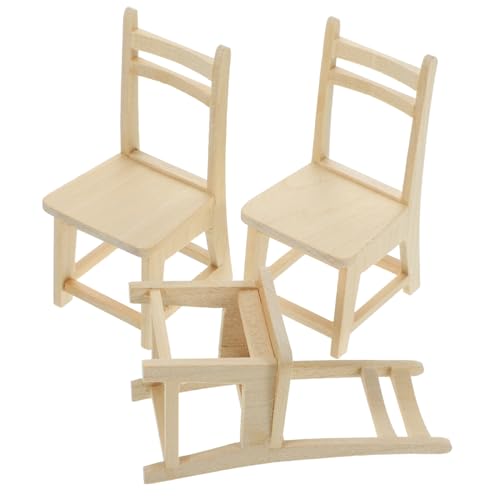 BESPORTBLE 3Stücke Maßstab Mini Stuhl Modelle Dekorative Holzfiguren Für Puppenhaus Einrichtung von BESPORTBLE