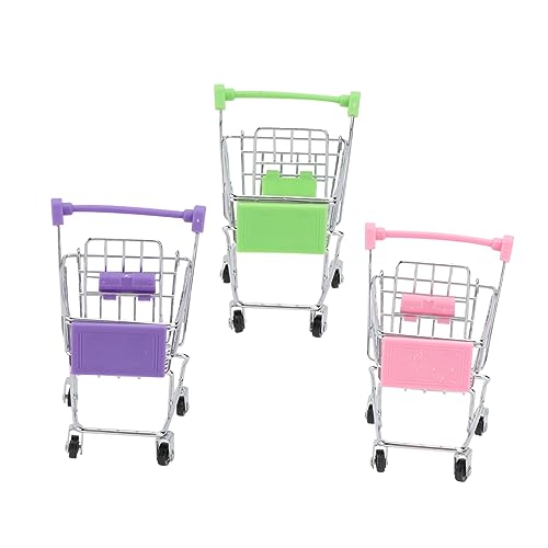 BESPORTBLE 3Stücke Mini Einkaufswagen Für Teiliges Und Grün Rollenspielwagen Für Kreatives Und Aufbewahrung Als Schreibtisch Zubehör Elektroplattierung von BESPORTBLE