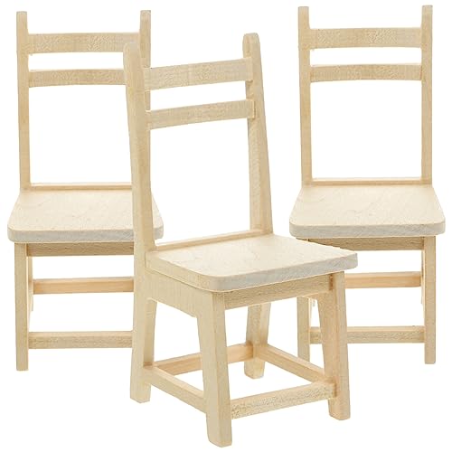 BESPORTBLE 3Stücke Mini Holz Stuhl Für Puppenhaus Handgefertigte Möbel Modelle Als Dekoration Für Miniaturhäuser Und Puppenstuben Puppenhaus Zubehör von BESPORTBLE