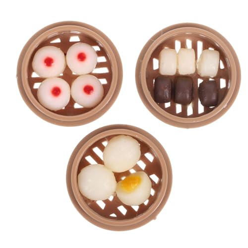 BESPORTBLE 3Stücke Mini Lebensmittelmodelle Realistische Dampfnudeln Und Snacks Für Puppenhäuser Mini Szenenmodelle Für Kreative Spielwelten Und Sammler von BESPORTBLE