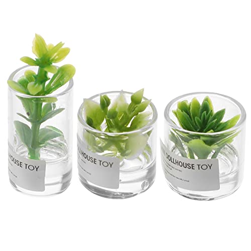 BESPORTBLE 3Stücke Miniaturpflanzen Aus Künstlichen Sukkulenten Glasflasche Realistische Mikrolandschaftsdekoration Für Miniaturhäuser Kinderspielzeug Und DIY Bastelprojekt von BESPORTBLE