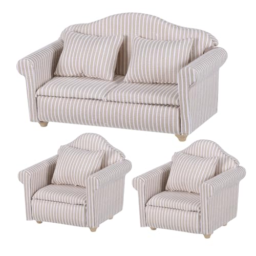 BESPORTBLE 3Stücke Möbel Für Puppenhaus Hochwertige Couch Einzelsofas Und Doppelsofa Im Modernen Design Ergänzung Für Puppenhausmöbel von BESPORTBLE