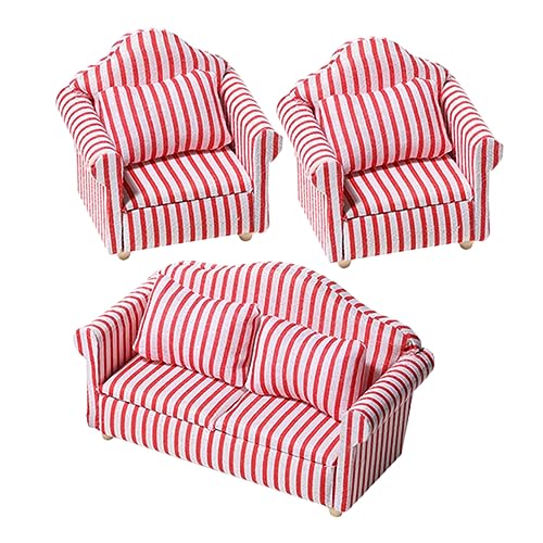 BESPORTBLE 3Stücke Sofa Rote und Weiße Streifen Couch Armstuhl für Puppenhaus Dekoration Hochwertiges Modell für Geschenkidee für Freunde und Familie BESPORTBLE 3Stücke Sofa Rote und Weiße Streifen Couch Armstuhl für Puppenhaus Dekoration Hochwertiges Modell für Geschenkidee für Freunde und Familie von BESPORTBLE