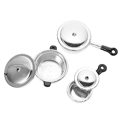 BESPORTBLE 3Stücke Teiliges Küchen Mini Stockpot Modell Für Puppenhaus Dekoration Und Szenenmodell Für Kreative Rollenspiele Miniaturgröße Mit Schwarzem Griff von BESPORTBLE