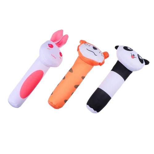 BESPORTBLE 3Stücke Teiliges Plüschspielzeug Für Neugeborene Tier Sticks Handliches Babyspielzeug Für Kleine Hände Fördert Gehör Und Aufmerksamkeit Design Für Unterwegs von BESPORTBLE