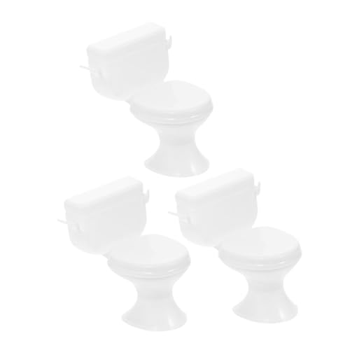 BESPORTBLE 3Stücke Toilette Für Puppenhaus Realistische Badezimmer Dekoration Mini Töpfchen Als Zubehör Für Mini Häuser Weißes Design von BESPORTBLE