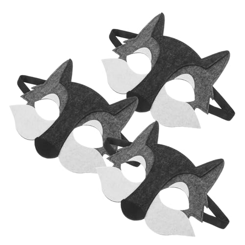 BESPORTBLE 3Stücke Wolf Masken Für Graue Tiermasken Für Cosplay Und Partys Kostüm Accessoires Für Lustige Kinderaktivitäten Und Feiern Tiermasken Für Kindergarten von BESPORTBLE