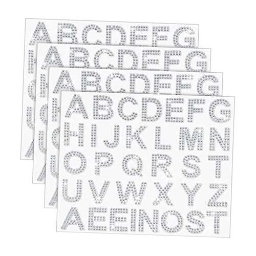 BESPORTBLE 4 Blätter Selbstklebende Funkelnde Strass Buchstaben Aufkleber Dekorative Glitzer Diamant Buchstaben Vielseitige Glitzer zum Aufbügeln für Kleidung Taschen DIY Bastelprojekte von BESPORTBLE