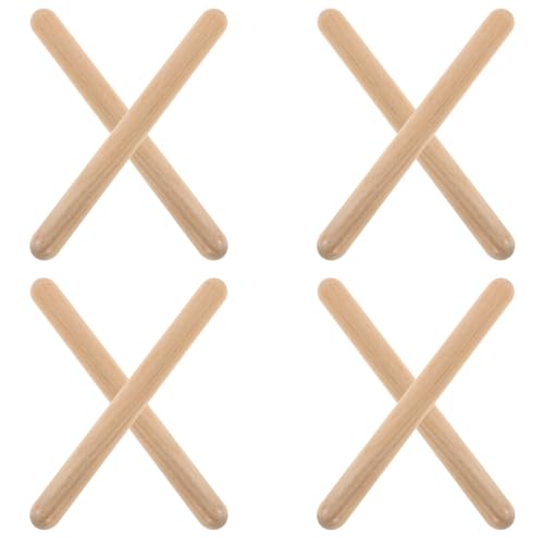 BESPORTBLE 4 Paare Holz Rhythmus Sticks für Natürliche Musikinstrumente für Unterricht für Orff Musikpädagogik Fördert die Musikalische Wahrnehmung und Interaktivität der Vorschule von BESPORTBLE