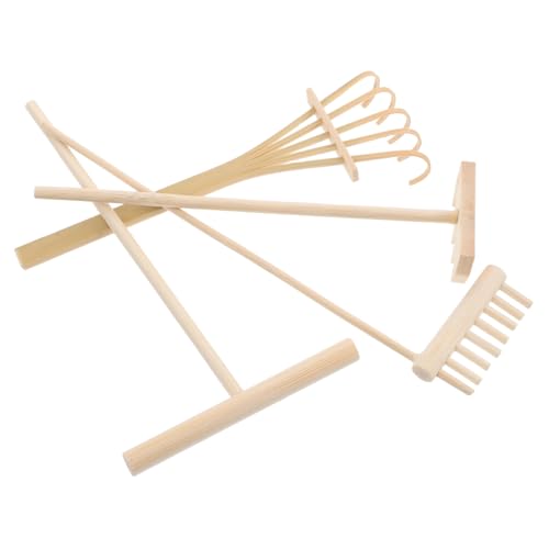 BESPORTBLE 4stücke Zubehör Für Zen-sandgarten Mini-Zen-sandrechen Aus Holz Werkzeuge Für Sand Für Dekoration Im Home-Office Miniatur-Garten-rechen-Set von BESPORTBLE
