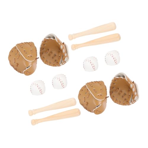 BESPORTBLE 4sätze Puppenhaus Miniatur Baseball Schläger Bälle Handschuhe Sportminiaturen Bastelsets Miniatur-sportartikel Für Puppenhaus von BESPORTBLE