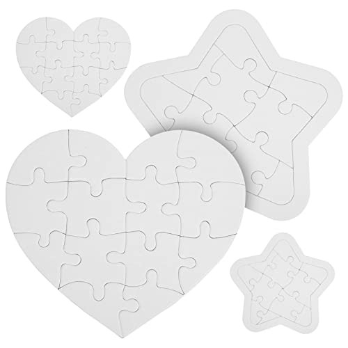 BESPORTBLE 4 Sätze Blanko Puzzles zum Ausmalen DIY Herz und Stern Puzzles für Kreative Bastelprojekte für Kreativität und von BESPORTBLE