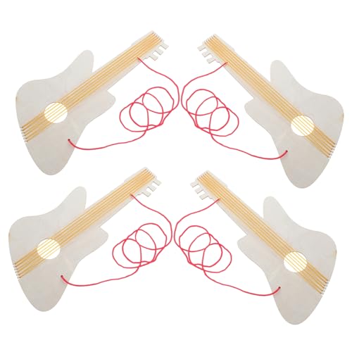 BESPORTBLE 4 Sätze DIY Holzgitarren für Unbemalte Musikinstrumente zum Basteln und Malen Kreatives für Junge Musiker Kindgerechte aus Sicherem Holz von BESPORTBLE