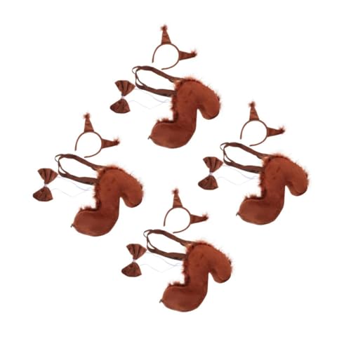 BESPORTBLE 4 Sätze Eichhörnchenohren-stirnband Für Erwachsene Eichhörnchenkostüm Tierschwänze Und Ohren Cosplay Eichhörnchen Ohr Stirnband Stoff Coffee von BESPORTBLE