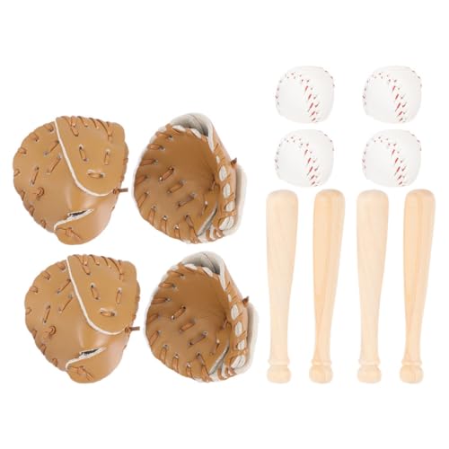BESPORTBLE 4 Sätze Mini Baseball Zubehör Set für Puppenhaus Teiliges Set mit Schläger Handschuh und Ball Realistische Sportminiaturen für Rollenspiel und Basteln Langlebiges und Kreatives von BESPORTBLE
