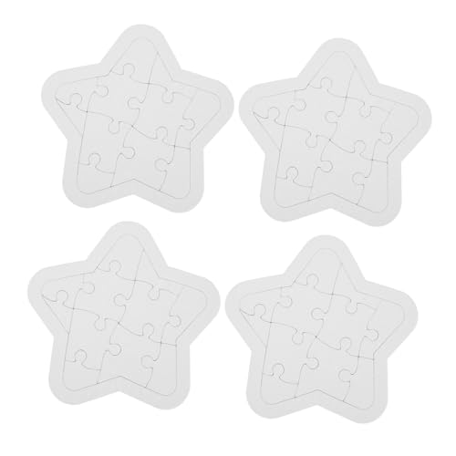 BESPORTBLE 4 Sätze Teiliges Stern Puzzle aus Papierboard Leere Puzzleteile zum Bemalen Kinderfreundlich Fördert Feinmotorik Kreativität und Logisches Denken für DIY Kunstprojekte und Malspaß von BESPORTBLE