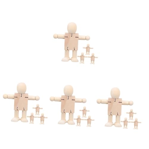 BESPORTBLE 4 Sätze Teiliges Unvollendete Holzroboter DIY Puppen Für Kreative Dekoration Für Graffiti Und Bastelprojekte Für Bastelenthusiasten 4 Stück * 4 von BESPORTBLE