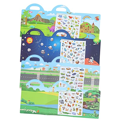BESPORTBLE 4 Sätze Wiederverwendbares Stickerbuch mit Szenenaufklebern Tiere Dinosaurier Fahrzeuge Weltraum für Kreative Frühförderung und Konzentrationsspielzeug im Vorschulalter BESPORTBLE 4 Sätze Wiederverwendbares Stickerbuch mit Szenenaufklebern Tiere Dinosaurier Fahrzeuge Weltraum für Kreative Frühförderung und Konzentrationsspielzeug im Vorschulalter von BESPORTBLE