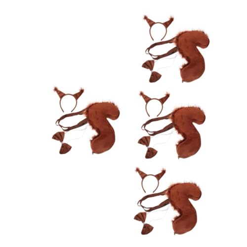 BESPORTBLE 4 Sets Cosplay Eichhörnchen Erwachsene Tier Pelzigen Stirnband Kostüm Kaffee Stoff von BESPORTBLE