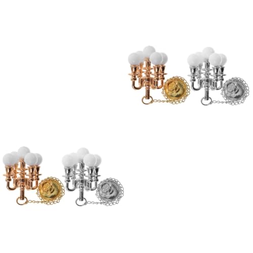 BESPORTBLE 4 Stck Miniatur Deckenlampe Miniatur Puppenhaus Zubehör Runde Mini Hängelampe Weiß Gold Silber für Mini Haus Basteln von BESPORTBLE