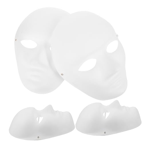 BESPORTBLE 4 Stück DIY Handbemalte Pulp Papiermasken Weiße Leere Masken zum Bemalen Umweltfreundliche Party Maskerade Zubehör für Halloween Karneval Theater und mit Kindern von BESPORTBLE