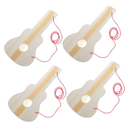 BESPORTBLE 4 Stück DIY Holz Gitarren Bastel Kits für Unbemalte Holzgitarren für Dekorationsprojekte im Kindergarten Geeignet für Kreative Bastelstunden von BESPORTBLE