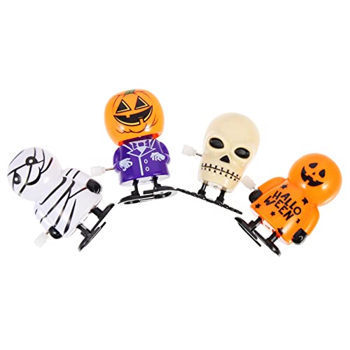 BESPORTBLE 4 Stück Halloween Aufziehspielzeug Pack mit Kürbis Skeletkopf und Lustige Uhrwerkspielzeuge für Halloween Partys und Mitgebsel von BESPORTBLE