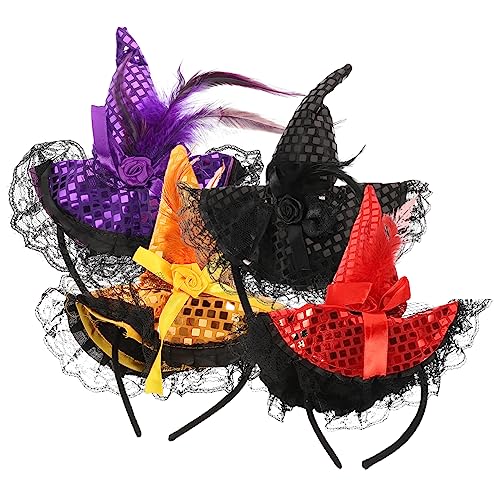 BESPORTBLE 4 Stück Halloween Haarreifen mit Hexenhut für Wiederverwendbares Strapazierfähiges Haarband und Accessoire für Halloween Partys von BESPORTBLE