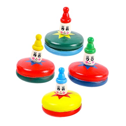BESPORTBLE 4 Stück Holz Karussell Teilig Handbetrieben Kleine Gyroskop Spielzeuge für Motorische Interaktives Lernspielzeug Jungen Mädchen von BESPORTBLE