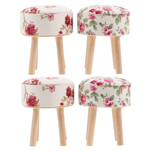 BESPORTBLE 4stücke Kleiner Hocker Puppenhausbänke Holz Maßstab Miniatur Wohnaccessoires Simulation Für Puppenhausmöbel Dekoration von BESPORTBLE