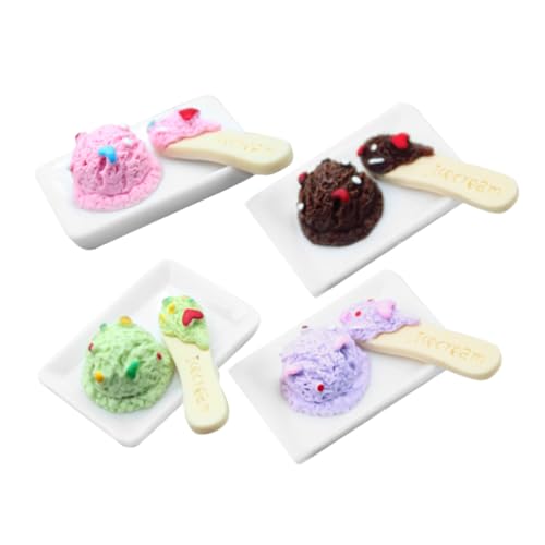 BESPORTBLE 4 Stück Miniatur Eiscreme Modell Set Teiliges Puppenhaus Zubehör aus Resin Dekorative Mini Küche Deko für Realistische Szenen Ihrem Dollhouse von BESPORTBLE
