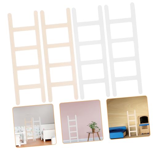 BESPORTBLE 4 Stück Miniatur Holzleiter Teilig Miniatur Puppenhaus Holzleiter in Beige und Weiß Dekorative für DIY Puppenhaus und Modellbau für Handwerk und Basteln von BESPORTBLE