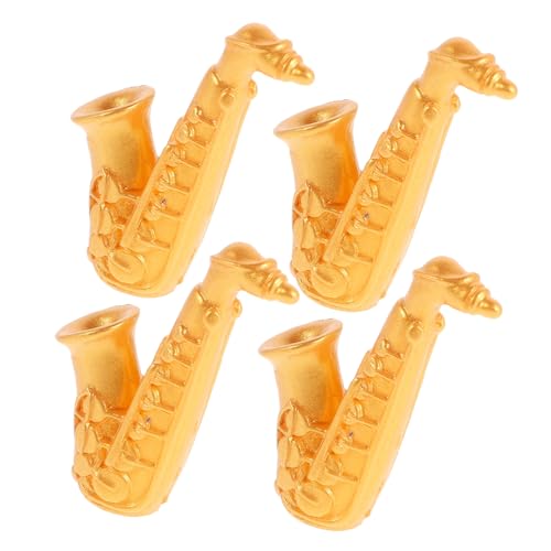 BESPORTBLE 4 Stück Miniatur Saxophon Teiliges Puppenhaus Zubehör Authentische Resinsaxophone für Kreative und Musikalische im Miniatur Landschaftsdesign von BESPORTBLE